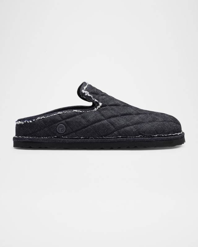 Eliscu Quilted Denim Slide Mules